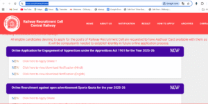 RRC CR Apprentice Recruitment 2025