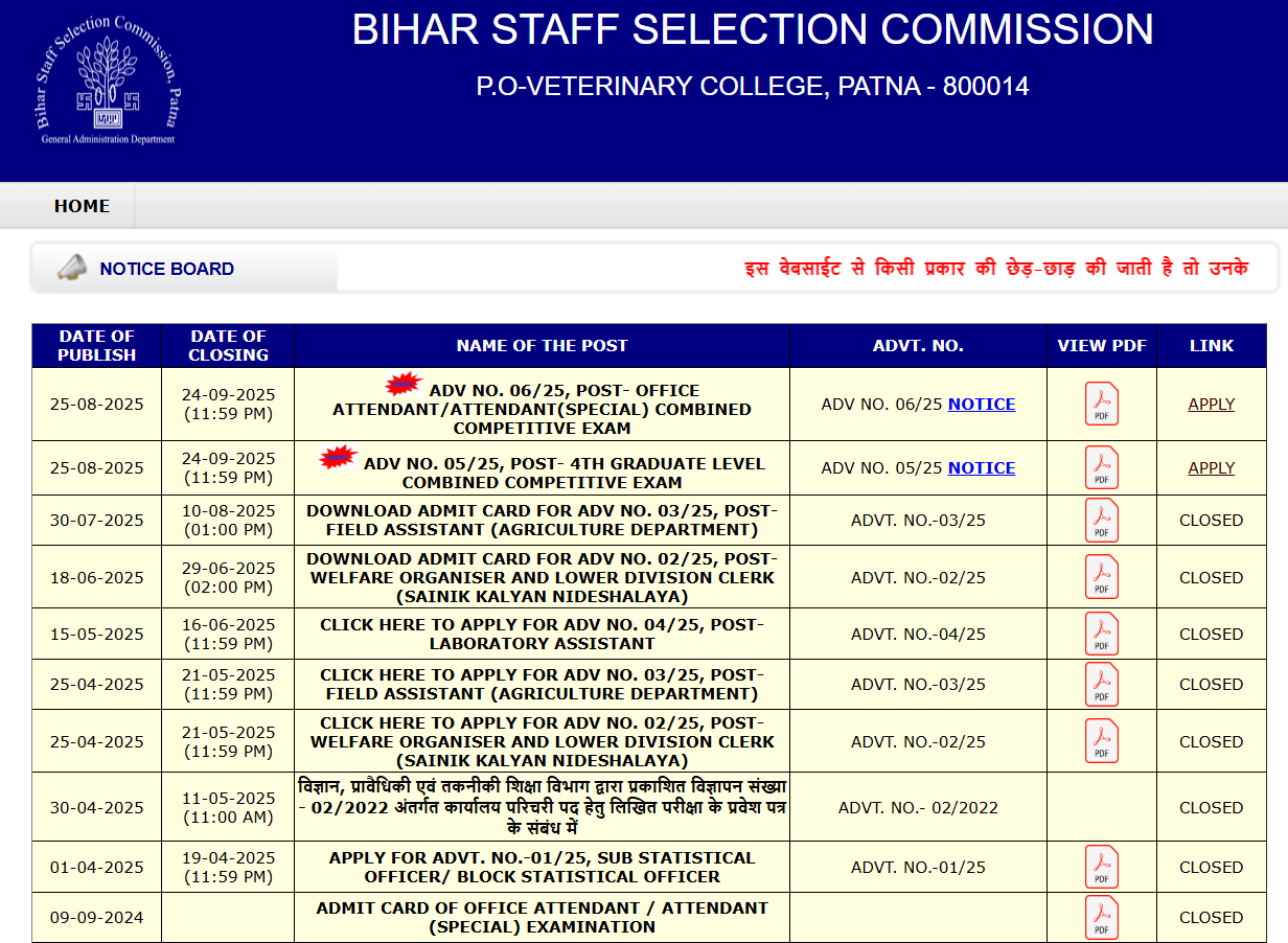 BSSC Stenographer Vacancy 2025
