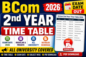 Bcom 2nd year Time Table 2026