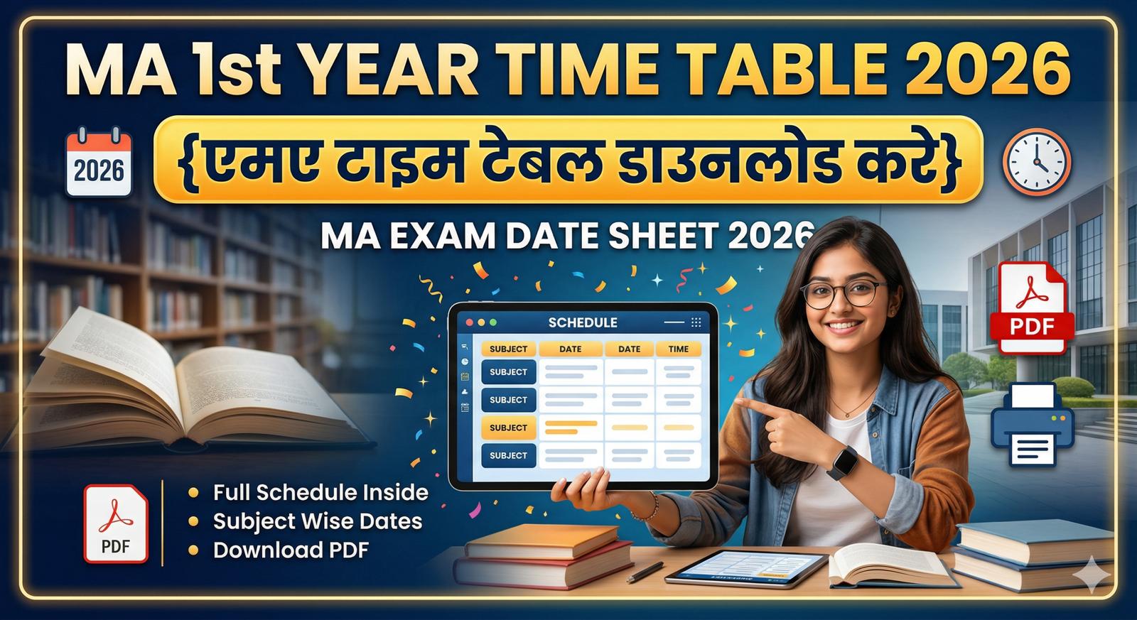 MA 1st year Time Table 2026