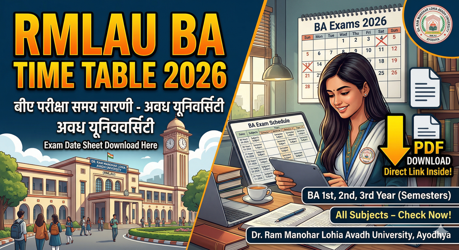 RMLAU BA Time Table 2026