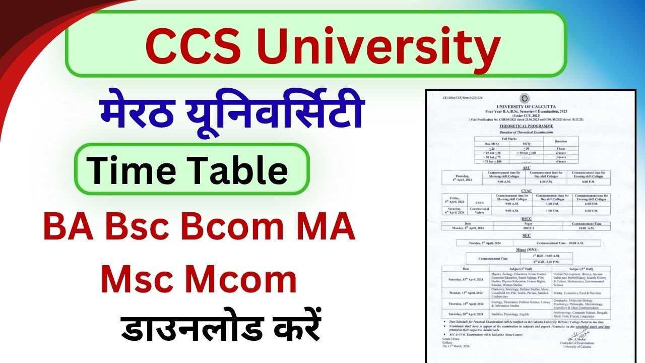 CCS University Time Table 2026