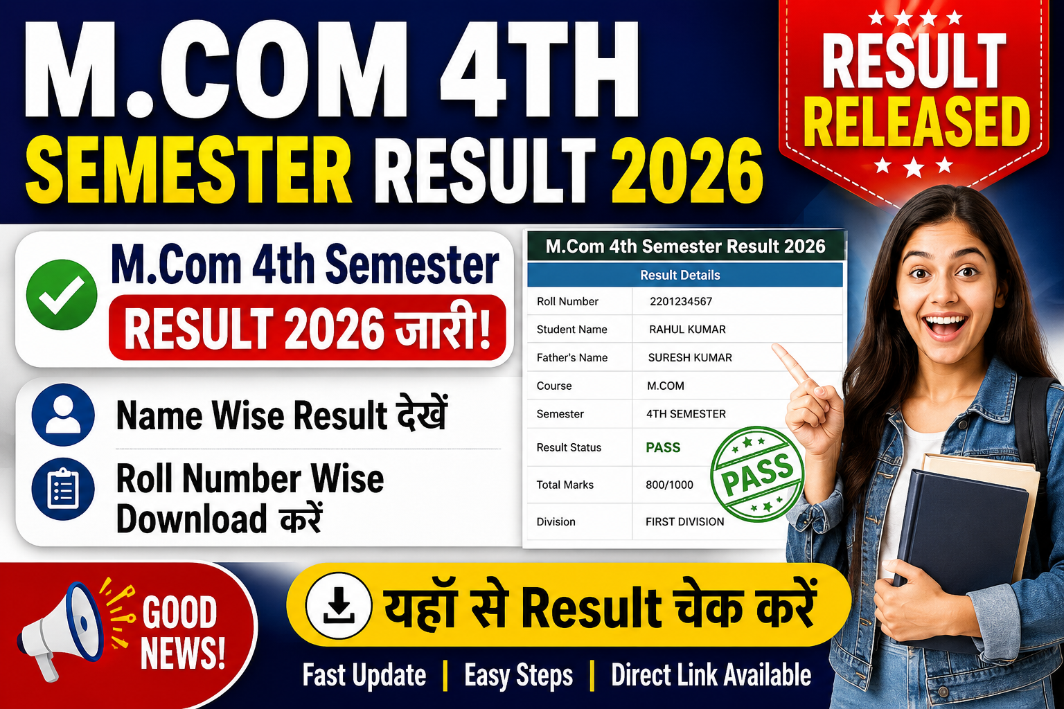 Mcom 4th Semester Result 2026