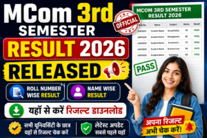 MCom 3rd Semester Result 2026